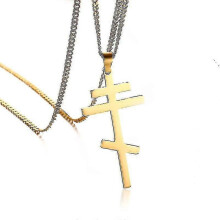 (gold color) Vantage Orthodoxes Kreuz-Anhänger Herrenhalskette Christliches Symbol Edelstahl Byzantinisches Kreuz Schmuck