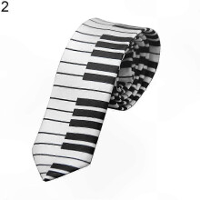 (Piano 02) Slim Black and White Piano Key Design Necktie for Men - Perfect for Weddings, Parties, and Gifts
