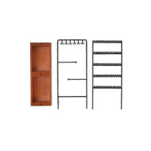 5-Tier Iron Earrings Hanger Stand with Wooden Base - Black Multi-Functional Jewelry Rack for UK Fashion Accessories