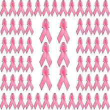 (Pink) 200pcs Ribbon With Safety Pins, Cancer Awareness Pins Ribbon Brooch For Party Event Supplies Clothing Decoration