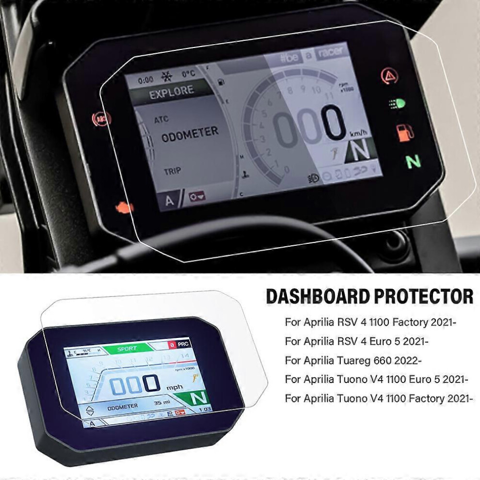 Motorcycle Dashboard Screen Protector Compatible Aprilia Tuareg 660 Rsv4 Tuono V4 2021 Hd Anti-Scratch Screen Protection Film 6902344634429