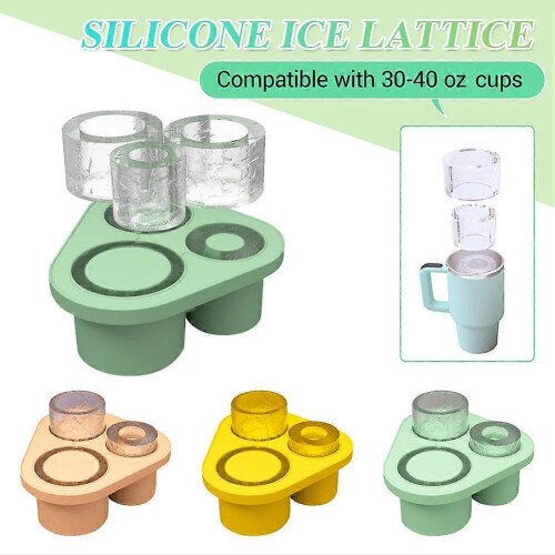 (green 1PCS) Silicone Ice Lattice Ice Making Mold with Three Silicone Ice Grids 2