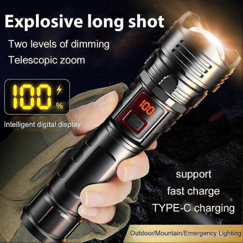 LED Super Bright Portable Flashlight Zoomable Tactical Torch Rechargeable Lamps 1