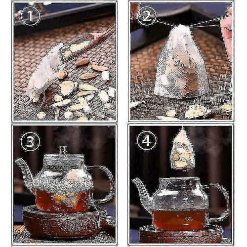 100 Pcs Disposable Empty Tea Bag Tea Filter with Drawstring for Loose Tea - RIpj 2