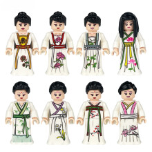 8 PCS Traditional Chinese Clothing Hanfu Building Block Figures Toys for Girls
