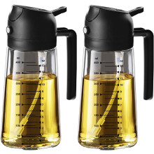 (2 Black) 16oz 2-in-1 Olive Oil Sprayer & Dispenser – Kitchen Gadget for Air Fryer, Black