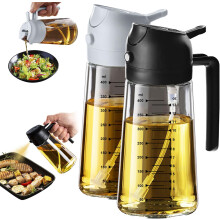 (Black&ash) 16oz 2-in-1 Olive Oil Sprayer & Dispenser – Kitchen Gadget for Air Fryer, Black