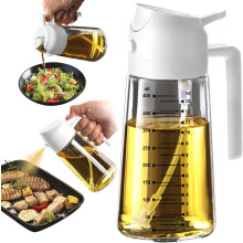 (White) 16oz 2-in-1 Olive Oil Sprayer & Dispenser – Kitchen Gadget for Air Fryer, Black