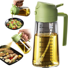 (Green) 16oz 2-in-1 Olive Oil Sprayer & Dispenser – Kitchen Gadget for Air Fryer, Black