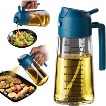 (Navy) 16oz 2-in-1 Olive Oil Sprayer & Dispenser – Kitchen Gadget for Air Fryer, Black