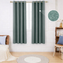 (46x54inch, Sage Green) 260GSM Thermal Blackout Linen Curtains with Free Tie Backs