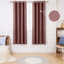 (46x54inch, Blush) 260GSM Thermal Blackout Linen Curtains with Free Tie Backs