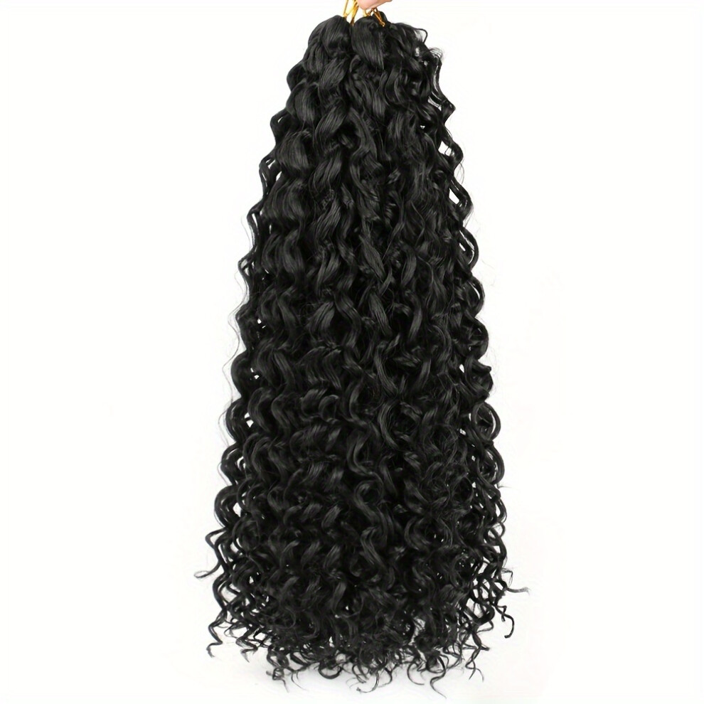 Unisex (#1B, 45.72Cm) Three Sets Of 18-Inch Gogo Curl Crochet Hair Extensions - Synthetic Braiding Hair In A Bohemian Water Wave Style, Easy