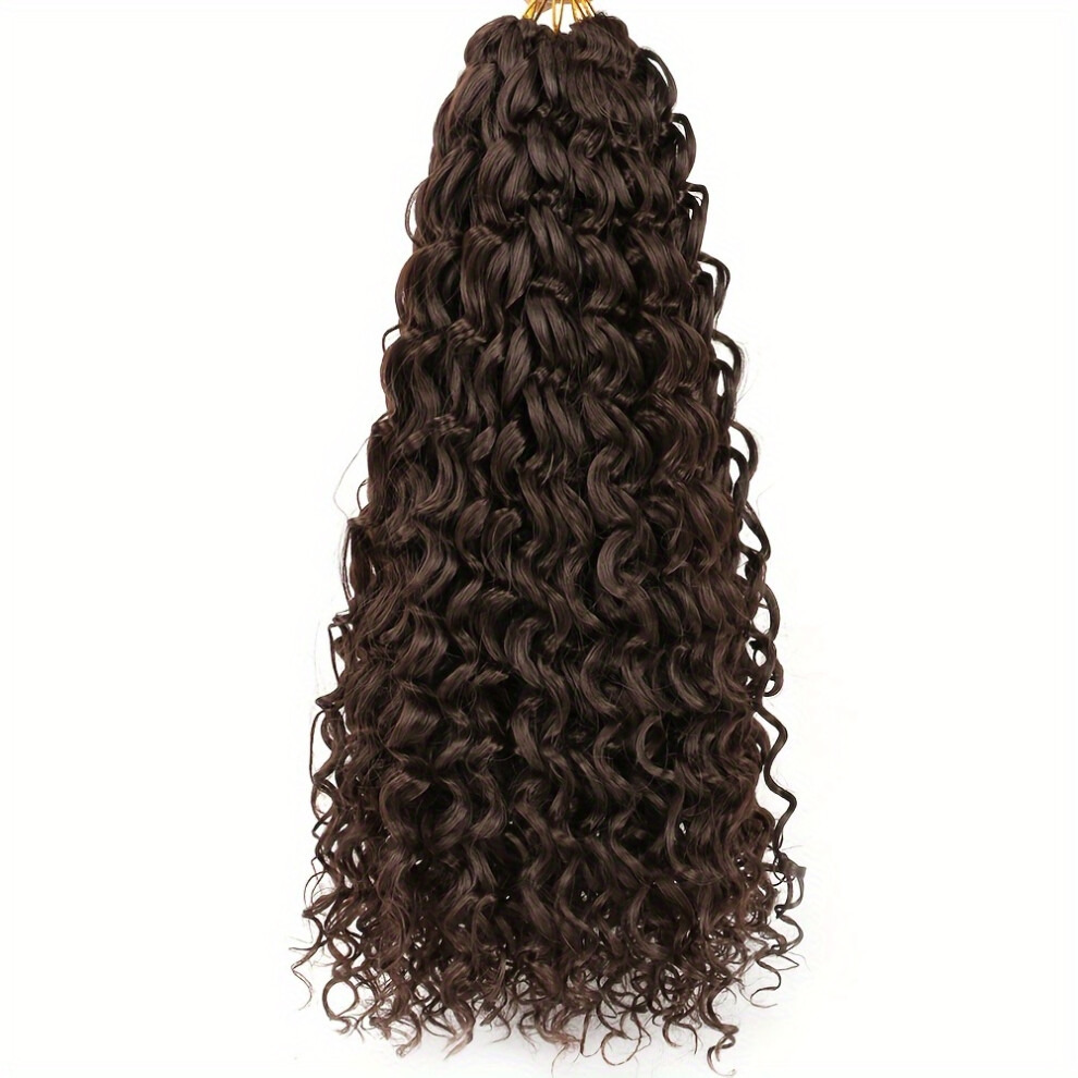 Unisex (4#, 45.72Cm) Three Sets Of 18-Inch Gogo Curl Crochet Hair Extensions - Synthetic Braiding Hair In A Bohemian Water Wave Style, Easy