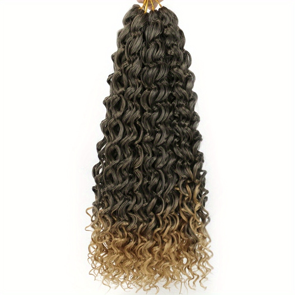 Unisex (T27, 45.72Cm) Three Sets Of 18-Inch Gogo Curl Crochet Hair Extensions - Synthetic Braiding Hair In A Bohemian Water Wave Style, Easy
