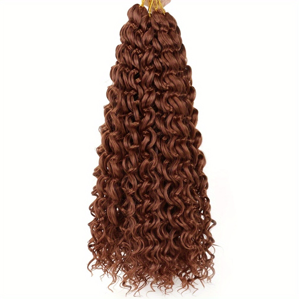 Unisex (350#, 45.72Cm) Three Sets Of 18-Inch Gogo Curl Crochet Hair Extensions - Synthetic Braiding Hair In A Bohemian Water Wave Style, Easy