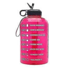 (Red) 3.78l Large Water Bottle Hydration With Motivational Time Marker Reminder