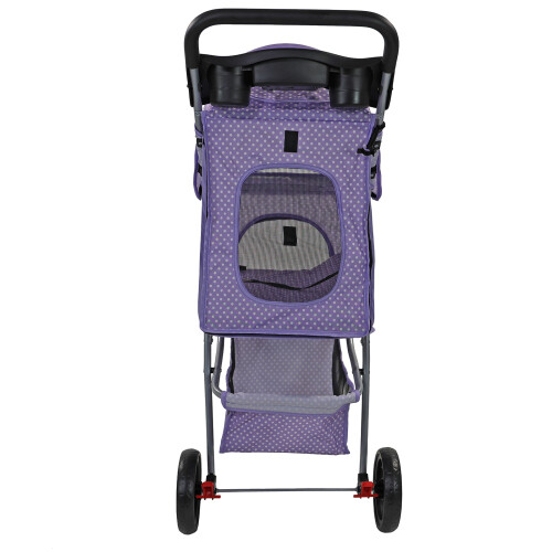 Purple Dot Foldable Pet Stroller with Swivel Wheel 2