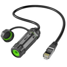 IP68 Waterproof M20 RJ45 Shielded CAT6A Female Panel Mount Socket Network Ethernet Adapter Extension Cable with Cable Hwy