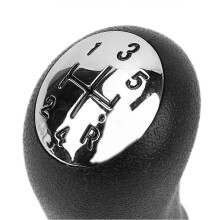 Replacement Gear Knob for CLIO III 2005-2009, Silver and Black, 5 Speed Hwy