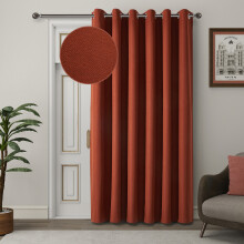 (66x84inch (Single Panel Curtain), Rust) 260GSM Thermal Blackout Linen Curtains with Free Tie Backs