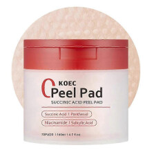 (1 Box)70pcs Red Succinic Acid Toner Pads Exfoliating Pads for Anti-Acne & Glowing Skin
