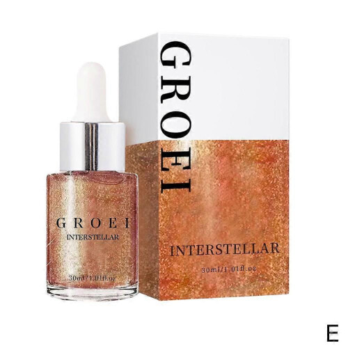 (Pink)Face Highlighter Cream Liquid Small Bulb Shape Glitter Shimmer Face Brighten