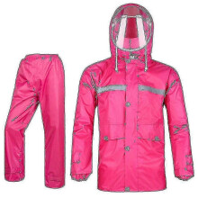 (XL, Rose Red) Women's Rain Suit Jacket and Trouser Set, Waterproof Outdoor Anti-storm Raincoat