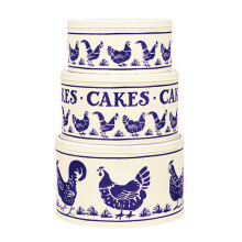 Emma Bridgewater Blue Hens Set of 3 Round Cake Tins
