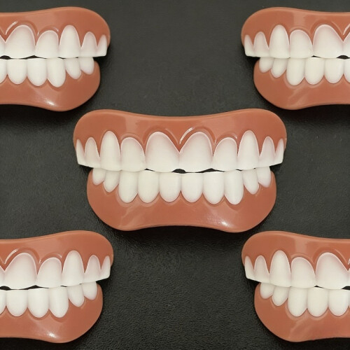 5pcs Set Upper Teeth   Lower Teeth   Transparent Case   Accessories. Not a Dental Veneer Kit. Suitable for Missing or 1