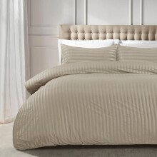(Double, Beige) Stripe Duvet Cover Set & Pillowcase Pair