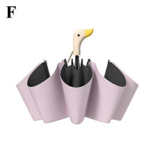 (Yellow light)Wooden Duck Mouth Rainy Sun Umbrella Handle Cartoon Umbrella Foldable 8 Bones