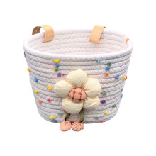 Boys Girls Bicycles Front Basket Soft Rope Woven-white dots