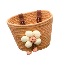 Boys Girls Bicycles Front Basket Soft Rope Woven Bikes-Khaki