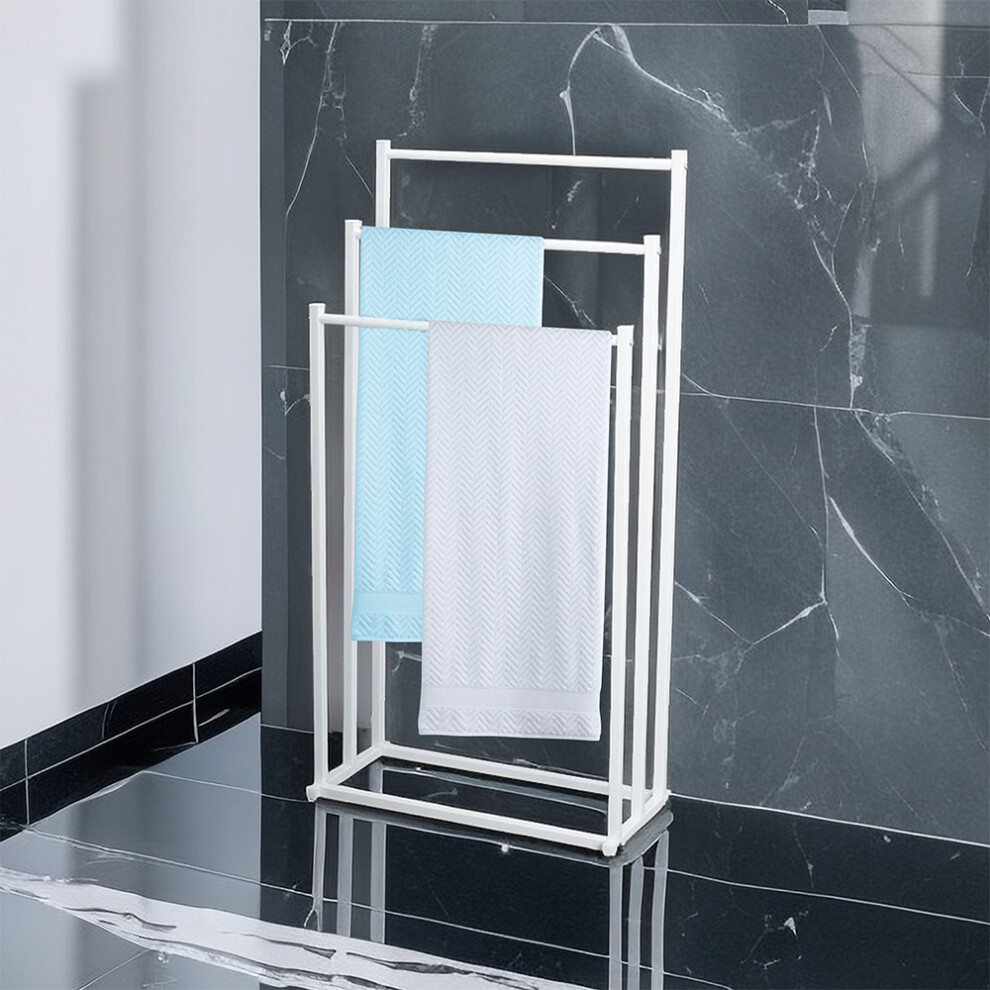(White)3 Tier Free Standing Towel Rail Stand Towel Rack White