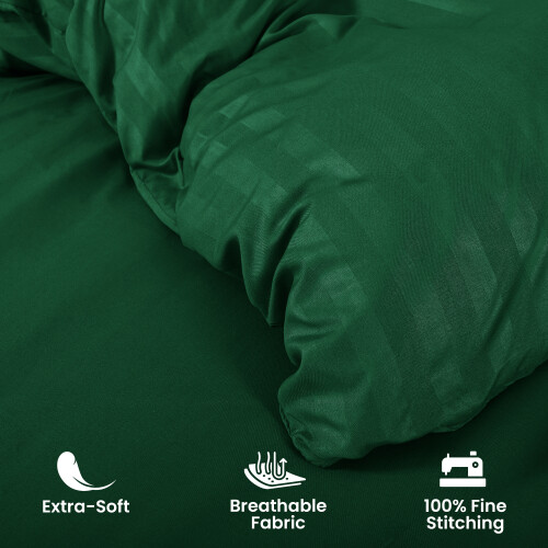 (Double, Emerald) Stripe Duvet Cover Set & Pillowcase Pair 2