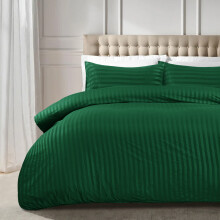 (Double, Emerald) Stripe Duvet Cover Set & Pillowcase Pair