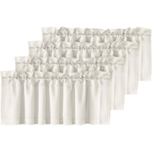 Window Blackout Vale, Living/Bedroom/Bathroom Privacy Trim Rod Pocket Short Window Draper Curtain, 52" W x 18.4 Panel, Ivory