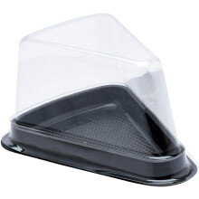 Contenitore per fette di torta, 100 contenitori monouso individuali per torte - Scatola triangolare nera per torte con coperchio t