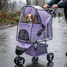 Pet Stroller with Weather Cover & Swivel Wheels