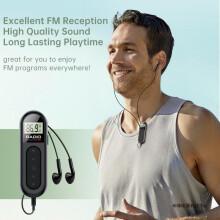 (White English Version) Mini FM Radio Rechargeable Pocket Portable with Clip for Sports Running Meetings Portable Radio