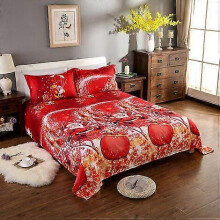 Christmas Santa Claus Bedding Set Polyester 3D Printed Duvet Cover + Pillowcases + Bed Sheet Set Christmas Decorations - Twin Bedroom, A
