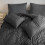 (Super King, Charcoal) Stripe Duvet Cover Set Bed Quilt & Pillowcase Pair 4