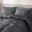 (Super King, Charcoal) Stripe Duvet Cover Set Bed Quilt & Pillowcase Pair 8