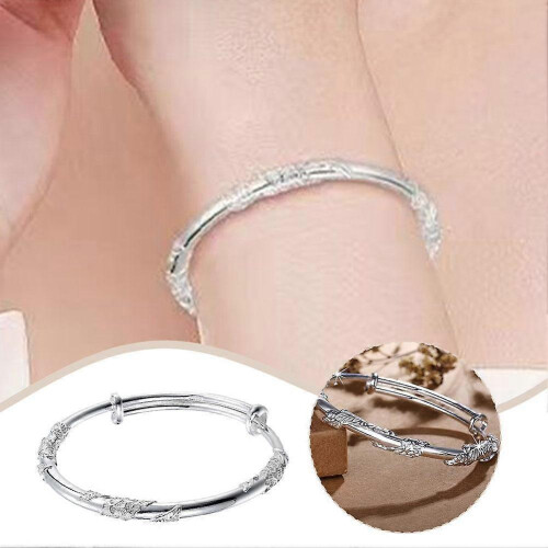 Pure Sterling Silver Bangle Cuff Bracelets, Adjustable Handmade Bracelets 2