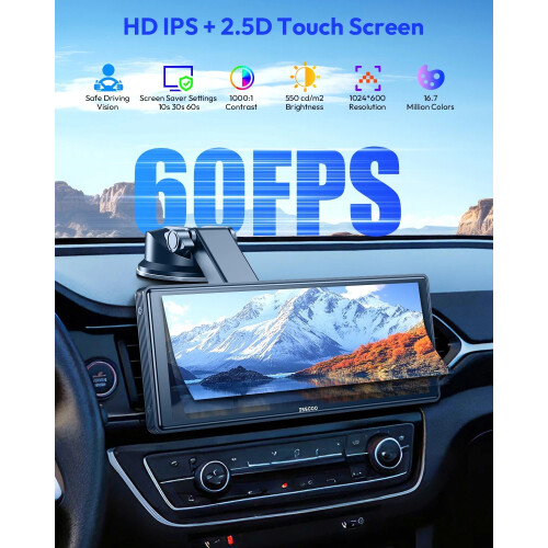 10.26" Touch Screen BT Car Wireless Apple CarPlay Android Auto Navi WIFI +CAM 2