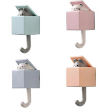 Creative Adhesive Coat Hook,4 Pcs Cute Pet Hooks Utility Cat Hook for Wall Hanging Decorations(4 Colors)