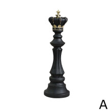 (Black King) Large Novelty White Chess Statues Knight King Sculpture for Office Arrangement