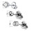 (silver diamond)2 Pack Self Ear Piercing Gun, Disposable Self Ear Piercing Gun Kit With Earring Studs Safety Ear Piercing Gun Kit Tool 3