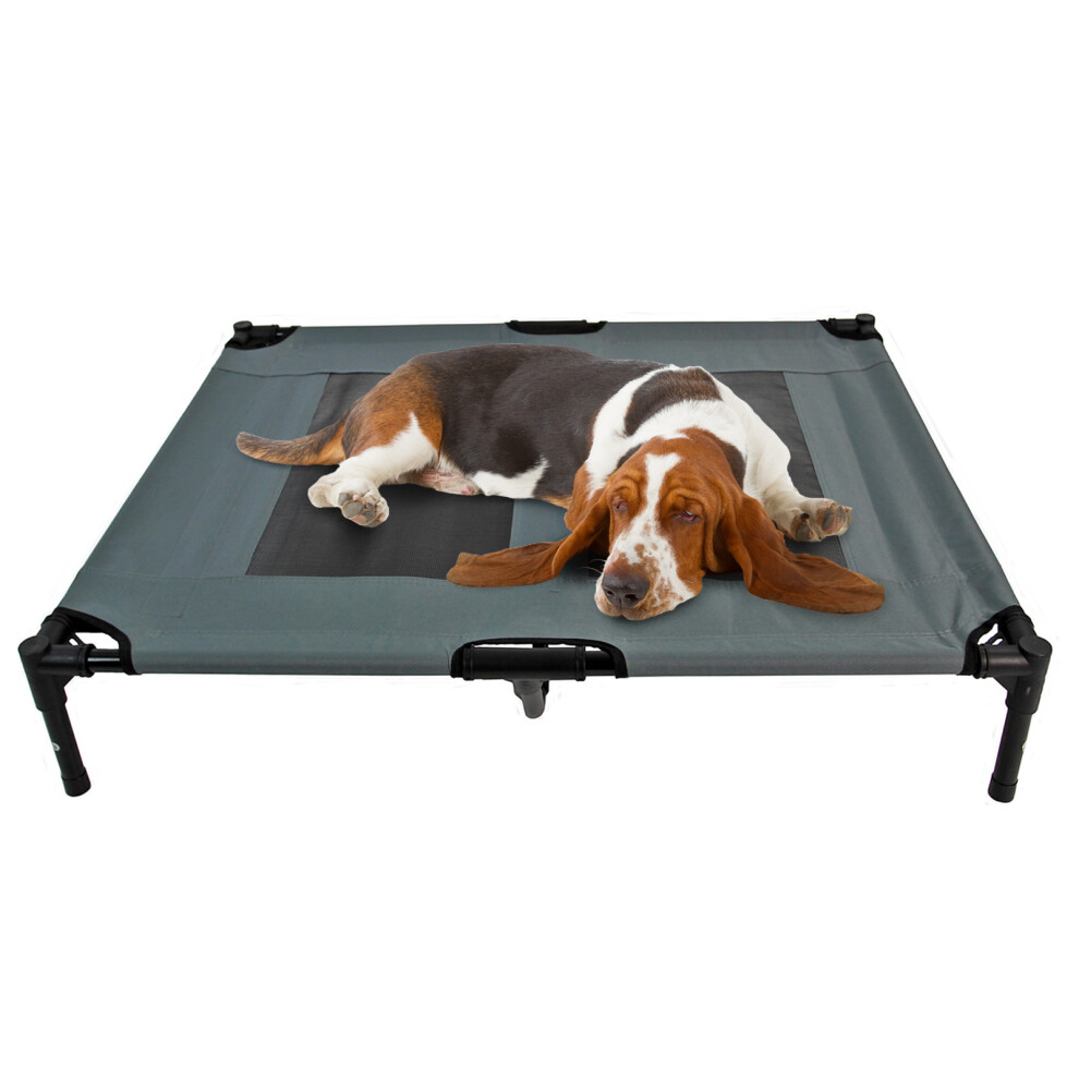 Actiaspet Large Elevated Dog Bed Raised Cot Grey
